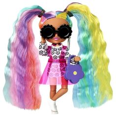 Кукла Barbie Extra Minis HHF82 с радужными хвостиками