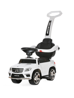 Детская каталка с родительской ручкой RIVERTOYS Mercedes-Benz, с музыкальн. рулем и светом