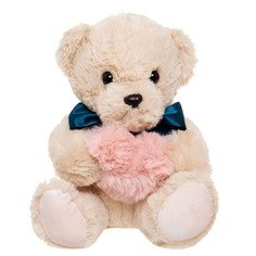 Мягкая игрушка Медведь с сердечком, бежевый, 24 см, 06801B No Brand
