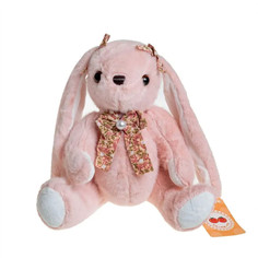 Мягкая игрушка Зайка, розовый, 23 см, Y12603 No Brand