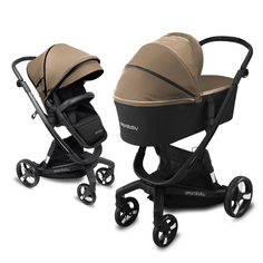 Коляска детская 2в1 Amarobaby TUTUM с AUTO BRAKE, бежевый, AB22-10TUTUM/03