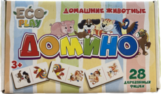 Развивающее домино Мозаика-Синтез Домашние животные с деревянными фишками