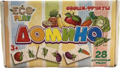 Развивающее домино Мозаика-Синтез Овощи-фрукты с деревянными фишками