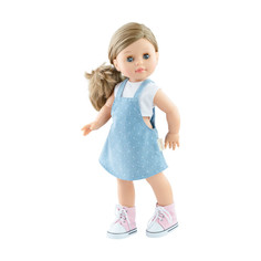 Кукла Paola Reina Soy Tu Эмма в голубом сарафане в мелкий горошек, 42 см, 06044