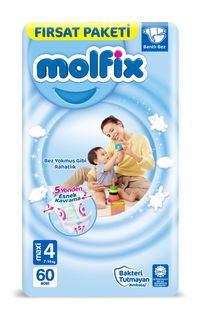 Подгузники molfix 3D MAXI №4 (7-14 кг) 60 шт