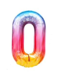 Фольгированный шар Magic Balloon цифра ноль, радужная, 102 см, в упаковке без гелия