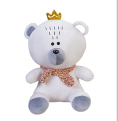 Мягкая игрушка Best Toys Плюшевый медведь с короной Серый 25 см, а00000158