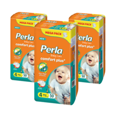 Комплект подгузники Perla Baby Mega Maxi, 7-18 кг., 4 размер, 3 шт.