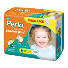 Комплект подгузники Perla Baby Mega Extra Large, 15+ кг, 6 размер, 4 шт.