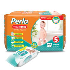 Комплект подгузники трусики Perla Baby Pants Junior, 11-25 кг., влажные салфетки, 72 шт.