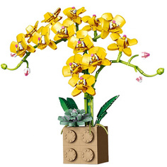 Конструктор iGrape цветы, орхидея в горшке, желтая, 1369 деталей