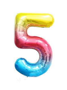 Фольгированный шар Magic Balloon цифра пять, 5 радужная, 102 см, 40 дюймов, без гелия