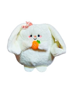 Мягкая игрушка-подушка Postmart Зайка-обнимайка с морковкой, белый, 35 см