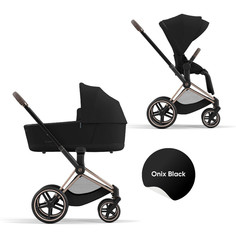 Детская коляска 2 в 1 Cybex Priam IV, рама Rosegold, текстиль Onix Black