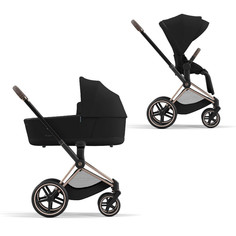 Детская коляска 2 в 1 Cybex Priam IV, рама Rosegold, текстиль Stardust Black