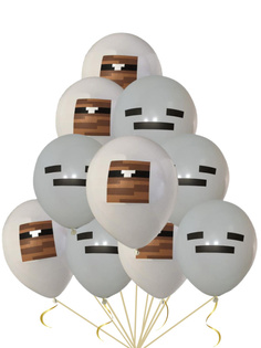 Набор воздушных шаров Майнкрафт Сундук белый, 10 шт, 32 см No Brand