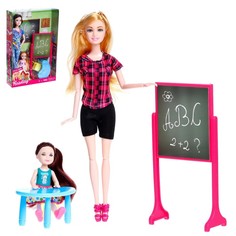 Кукла-модель шарнирная Первая учительница с малышкой и аксессуарами, МИКС, 6936177W No Brand