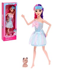 Кукла-модель шарнирная Кристина в платье, с питомцем, МИКС, 7621735W No Brand