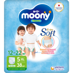 Подгузники трусики детские MOONY универсальные 5 XL 12-22 кг, 38 шт