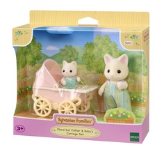 Игровой набор Цветочные котики Sylvanian Families, папа и малыш, с коляской, 5683