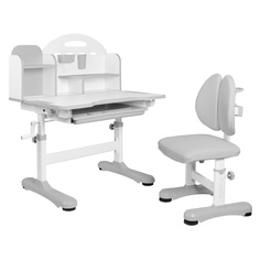 Комплект Anatomica Fiona парта, стул, надстройка, выдвижной ящик, серый