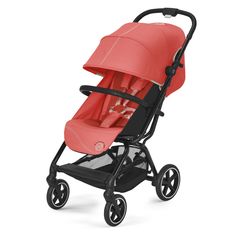 Прогулочная коляска Cybex Eezy S Plus 2 Hibiscus Red с бампером и дождевиком