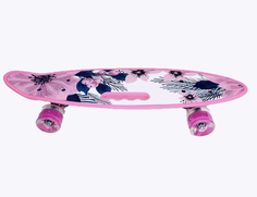 Скейтборд с ручкой 59*17 со светящимися колесами, цветы, пенниборд Dreams