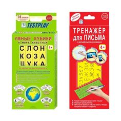 Умные кубики В мире животных для обучения чтению + Тренажер для обучения письму, русский Testplay