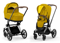 Cybex Priam IV Коляска 2 в 1, шасси IV Chrome ручка Brown/текстиль Mustard Yellow