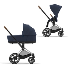 Cybex Priam IV Коляска 2 в 1, шасси IV Chrome ручка Brown/текстиль Nautical Blue