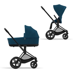 Cybex Priam IV Коляска 2 в 1, шасси IV Matt Black ручка Black/текстиль Mountain Blue