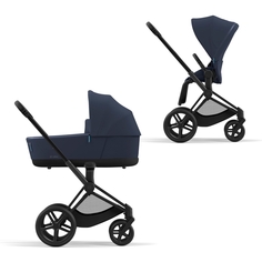Cybex Priam IV Коляска 2 в 1, шасси IV Matt Black ручка Black/текстиль Nautical Blue