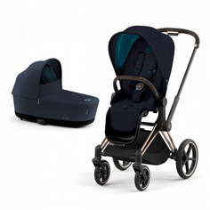 Cybex Priam IV Коляска 2 в 1, шасси IV Rosegold ручка Black/текстиль Midnight Blue Plus