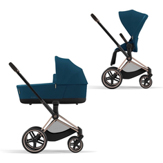 Cybex Priam IV Коляска 2 в 1, шасси IV Rosegold ручка Black/текстиль Mountain Blue