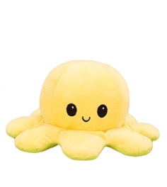 Мягкая игрушка Plush Story Осьминожка перевертыш большой двухсторонний 30 х 15 см желтый