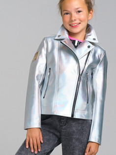 Куртка кожаная детская PlayToday 12321005, серебристый, 164