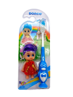 Зубная щетка для девочек Dorco детская Подарок кукла голубой No Brand