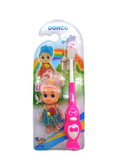 Зубная щетка для девочек Dorco детская Подарок кукла розовый No Brand
