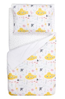 Постельное белье Forest kids 160х80 см поплин (3 предмета) submarine/белый