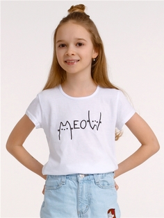 Футболка детская Апрель 1ДДФК2621001, белый Коты мяукают, 146