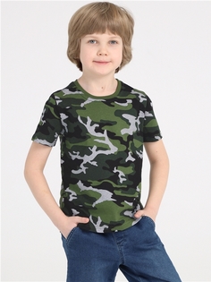 Футболка детская Апрель 1ПДФК3585006н, камуфляж патруль, оливковый35, 116