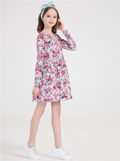 Платье детское Апрель 1ДПД4017001н, букеты на светло-сером, 146