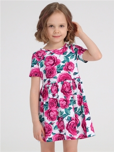 Платье детское Апрель 1ДПК3998001н, розы на белом, 110