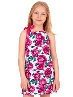 Сарафан детский Апрель 1ДПС1561001н, розы на белом, розовый, 110