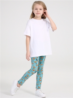 Леггинсы детские Апрель 1ДРЛ1982804н, лисички на серо-зеленом, 116