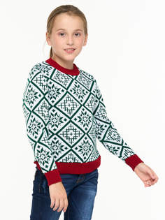 Джемпер детский VAY 5232-10146, 074 292 0703 белый тайга красный, 158