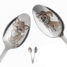 Детские столовые ложки Павловский завод им. Кирова, 2 предмета Пёсик и Котик