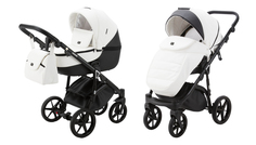 Коляска Adamex Bibione Deluxe 2в1, BI-SD1 - белая кожа, черная