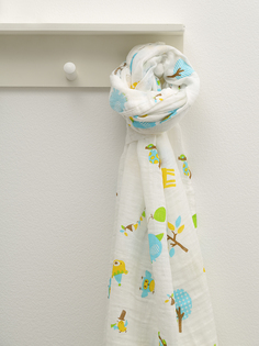Пеленка муслиновая Baby Nice для новорожденных, для детей 120х120 см., белый, оранжевй.