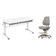 Растущая парта и кресло,Iris + Paeonia, Grey, Cubby.